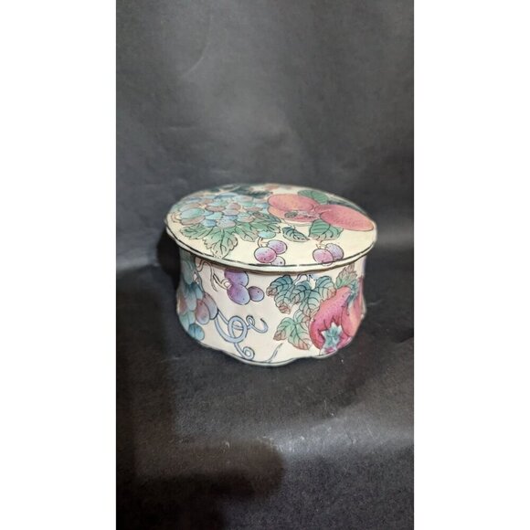 Andrea By Sadek Decorative Porcelain Trinket Box With Fruit Design  jewelry - Picture 4 of 8